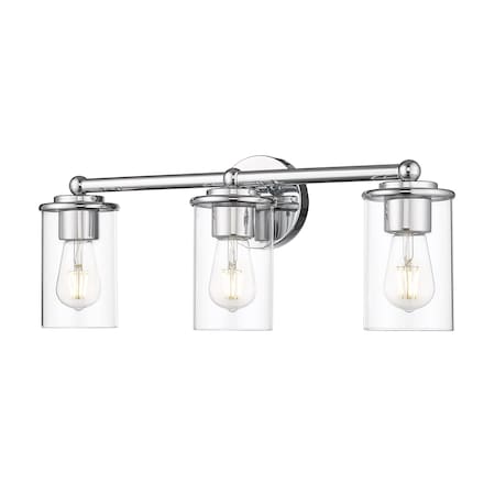 Z-Lite Thayer Vanity, 3-Light, 22.5 In.W x 5.75 In.L x 8.75 In.H, Chrome /Clear 742-3V-CH